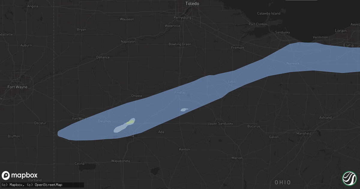 Hail map in Findlay, OH on May 3, 2022