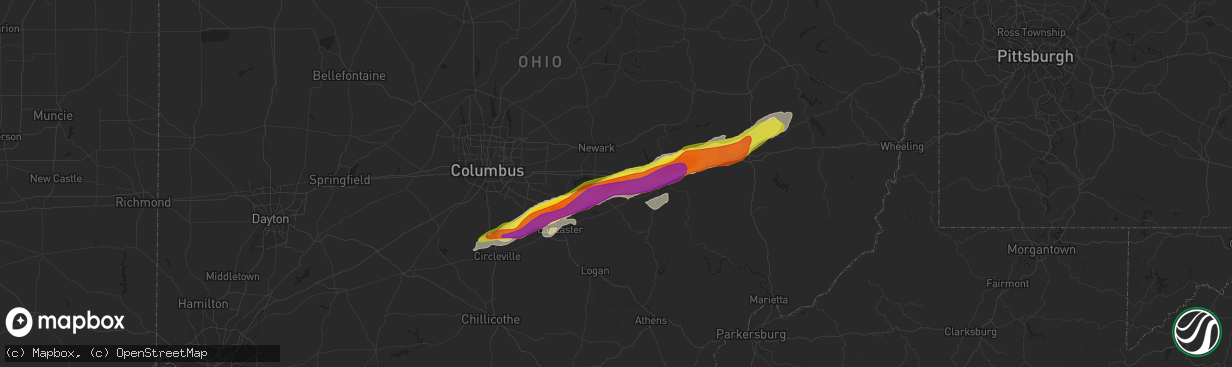 Hail map in Glenford, OH on May 3, 2022