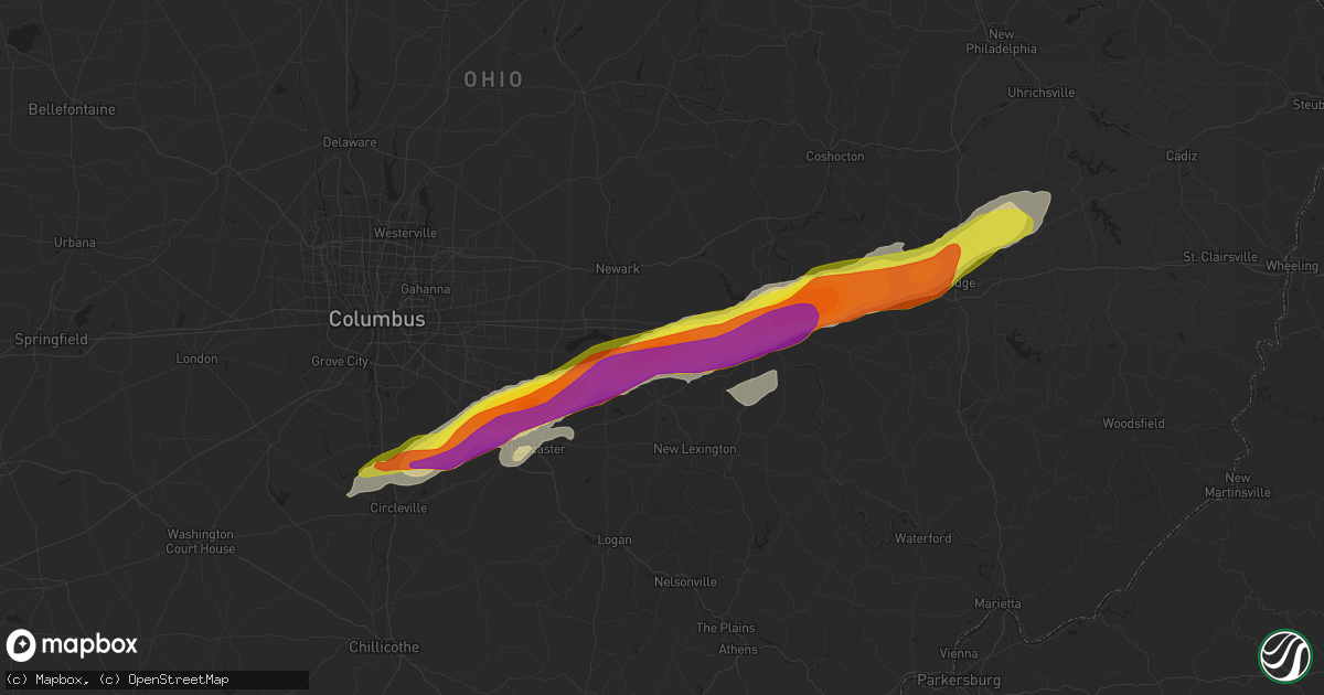 Hail map in Glenford, OH on May 3, 2022