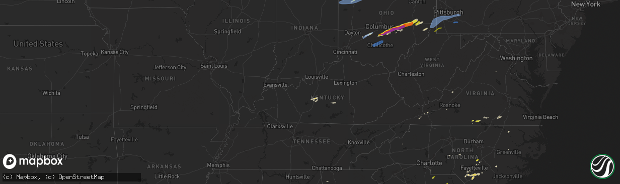 Hail map in Kentucky on May 3, 2022