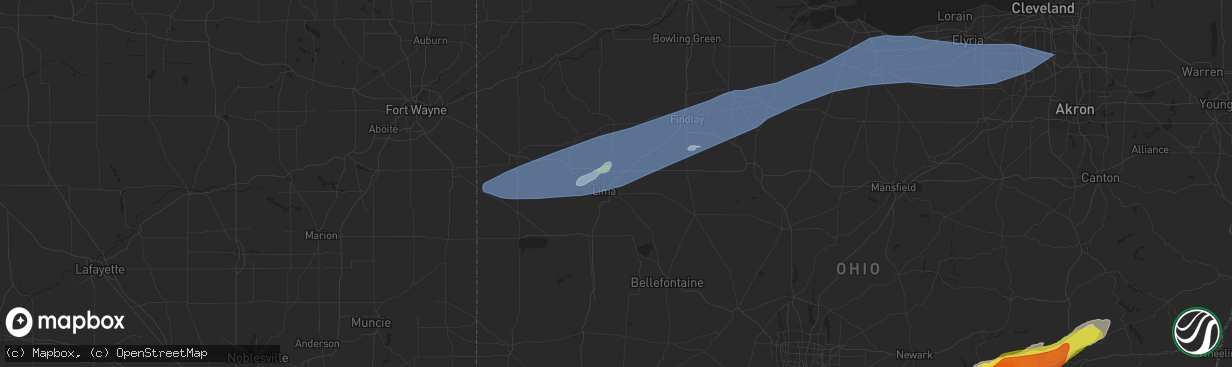 Hail map in Lima, OH on May 3, 2022