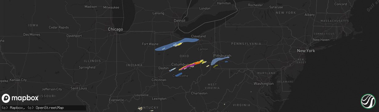 Hail map in Ohio on May 3, 2022