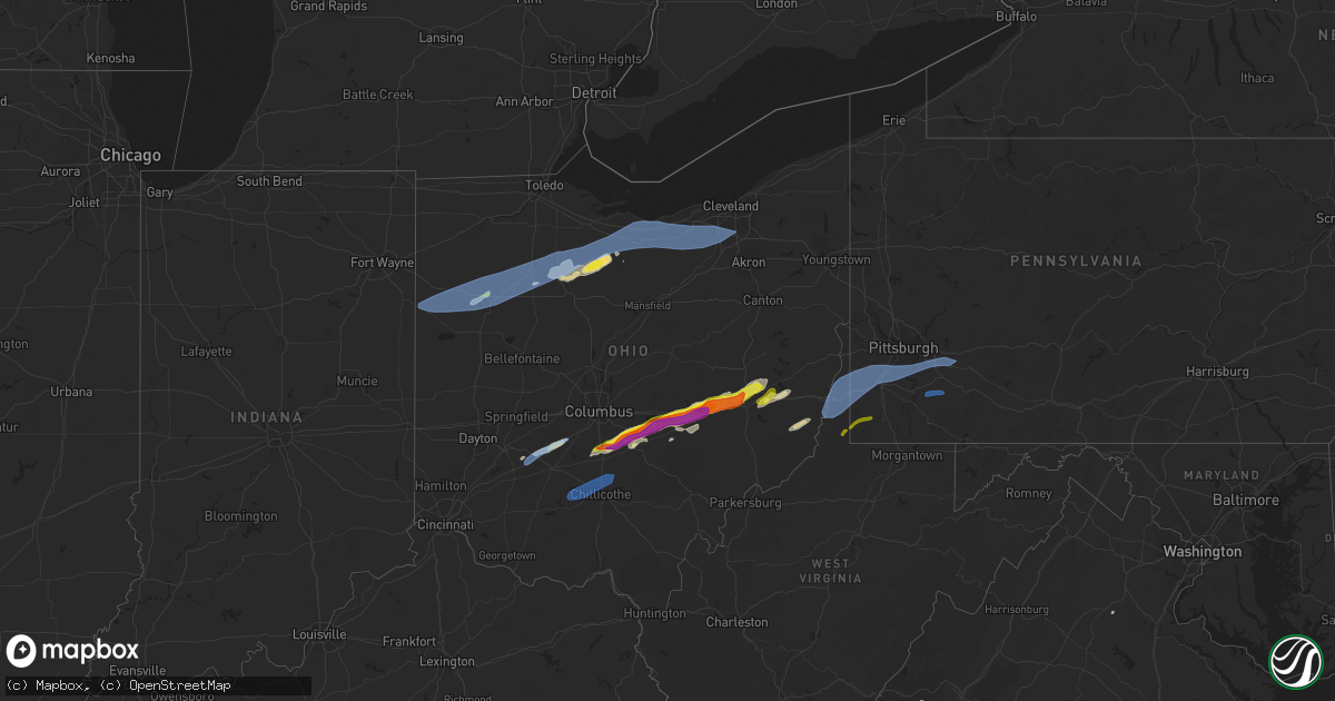 Hail map in Ohio on May 3, 2022