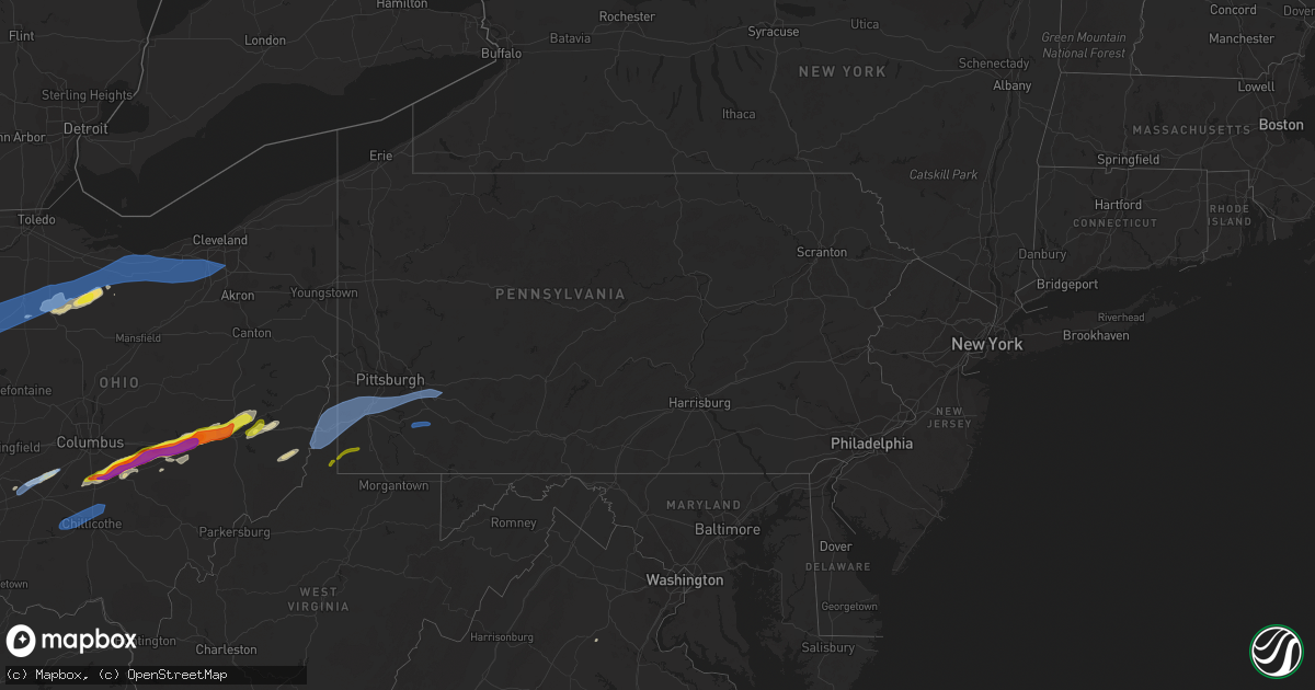 Hail map in Pennsylvania on May 3, 2022