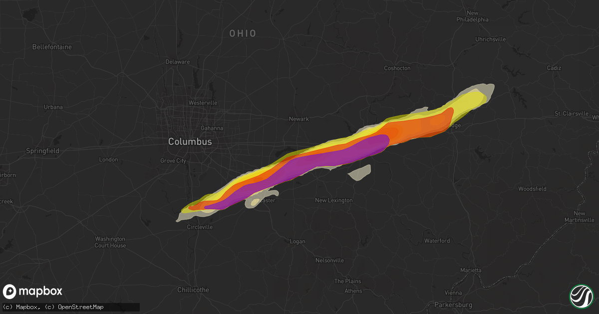 Hail map in Thornville, OH on May 3, 2022