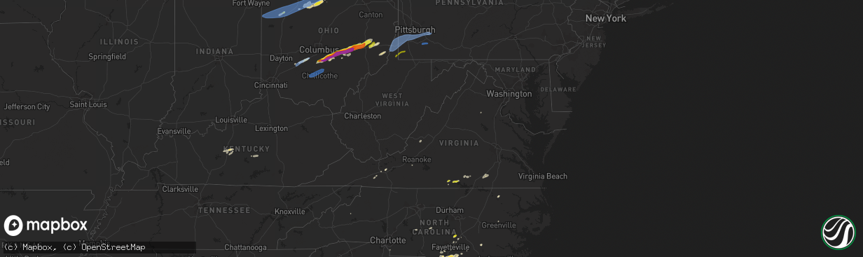 Hail map in Virginia on May 3, 2022