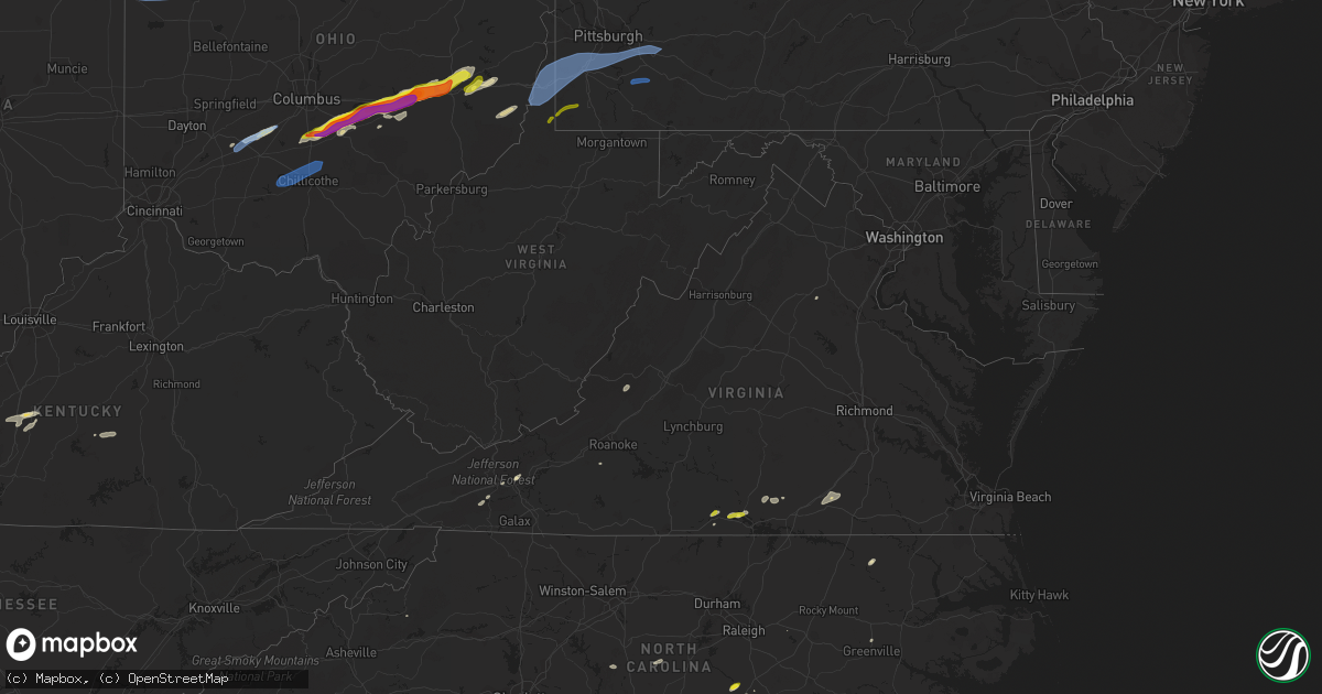 Hail map in Virginia on May 3, 2022
