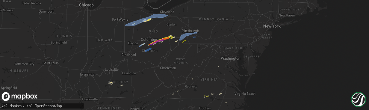 Hail map in West Virginia on May 3, 2022