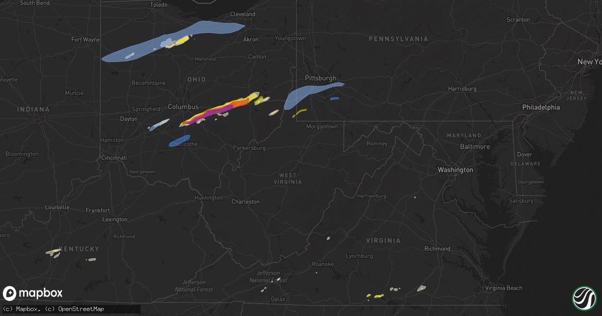 Hail map in West Virginia on May 3, 2022