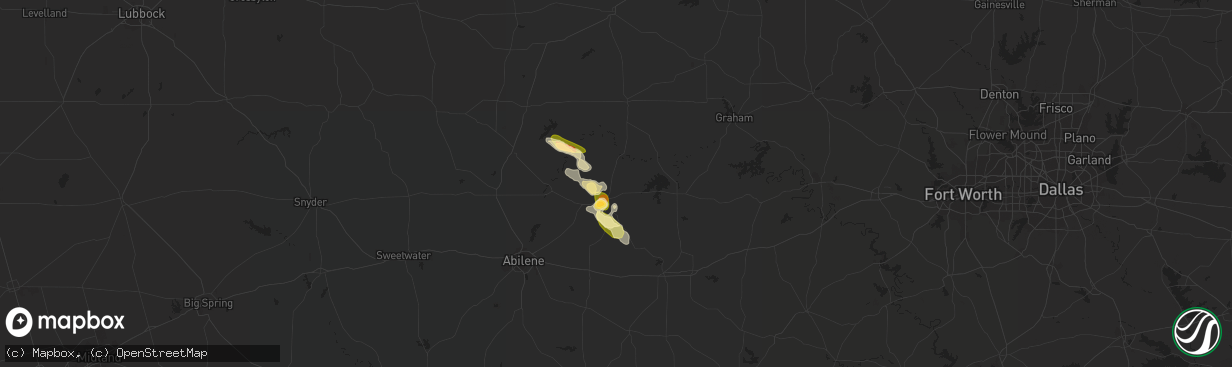 Hail map in Albany, TX on May 3, 2023