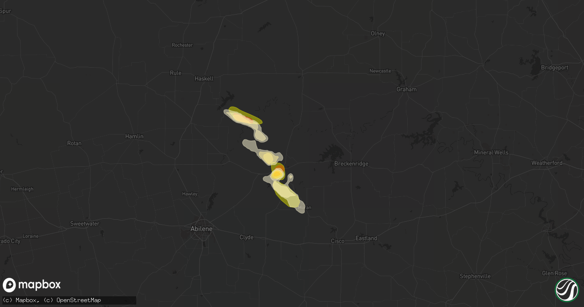 Hail map in Albany, TX on May 3, 2023
