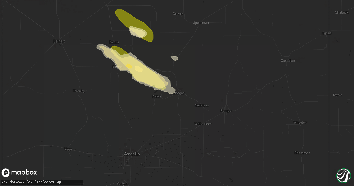Hail map in Borger, TX on May 3, 2023