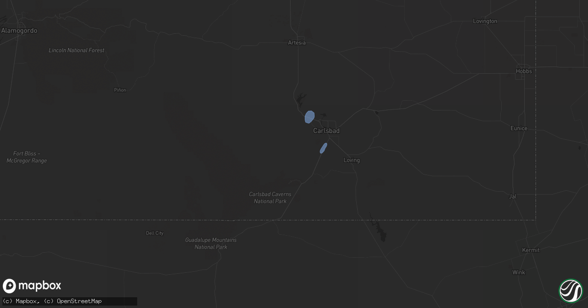 Hail map in Carlsbad, NM on May 3, 2023