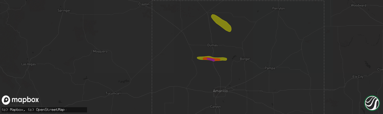 Hail map in Channing, TX on May 3, 2023