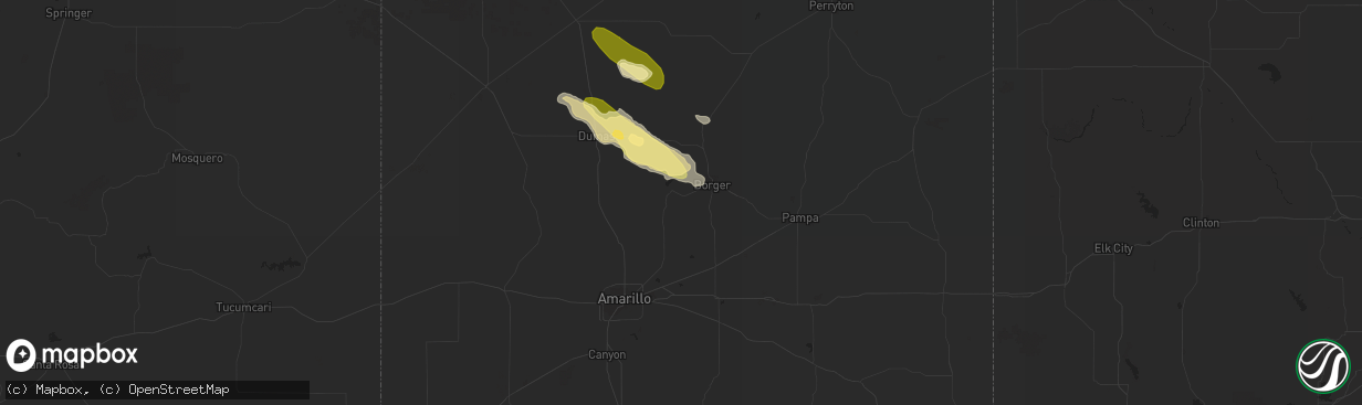 Hail map in Fritch, TX on May 3, 2023