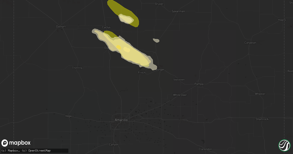 Hail map in Fritch, TX on May 3, 2023