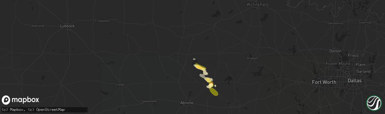 Hail map in Haskell, TX on May 3, 2023