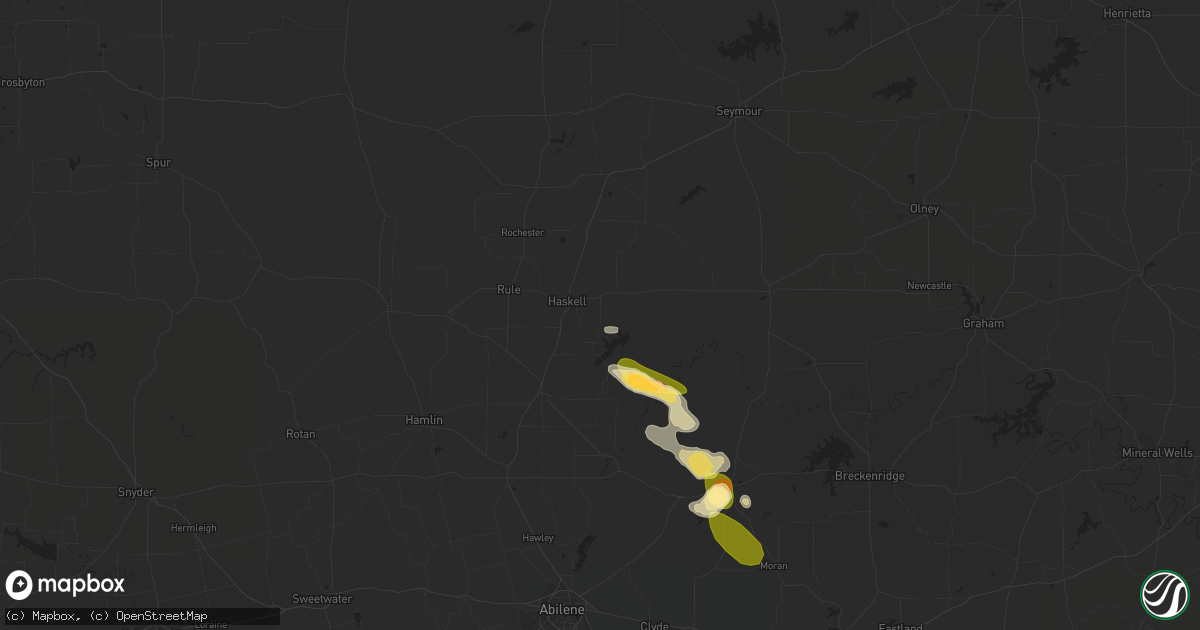 Hail map in Haskell, TX on May 3, 2023
