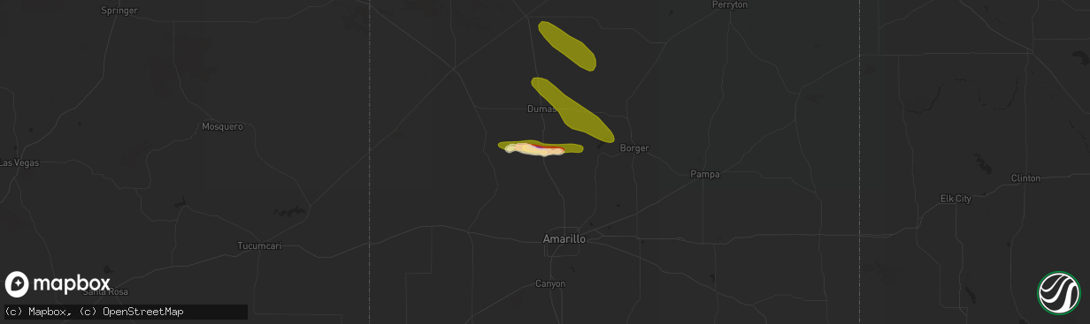 Hail map in Masterson, TX on May 3, 2023