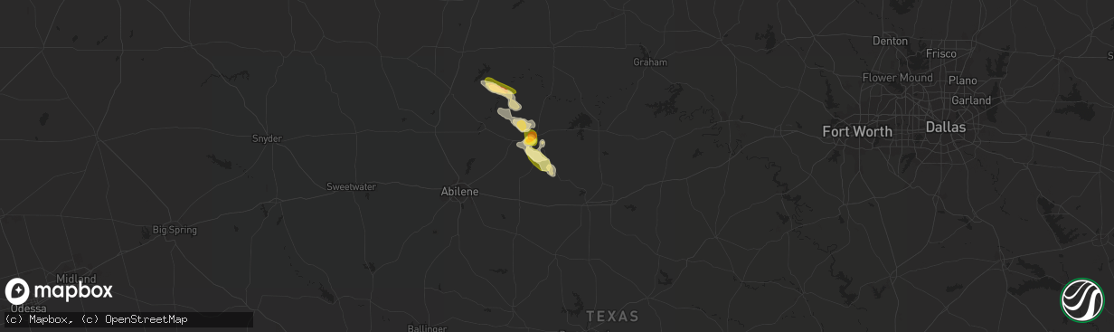 Hail map in Moran, TX on May 3, 2023