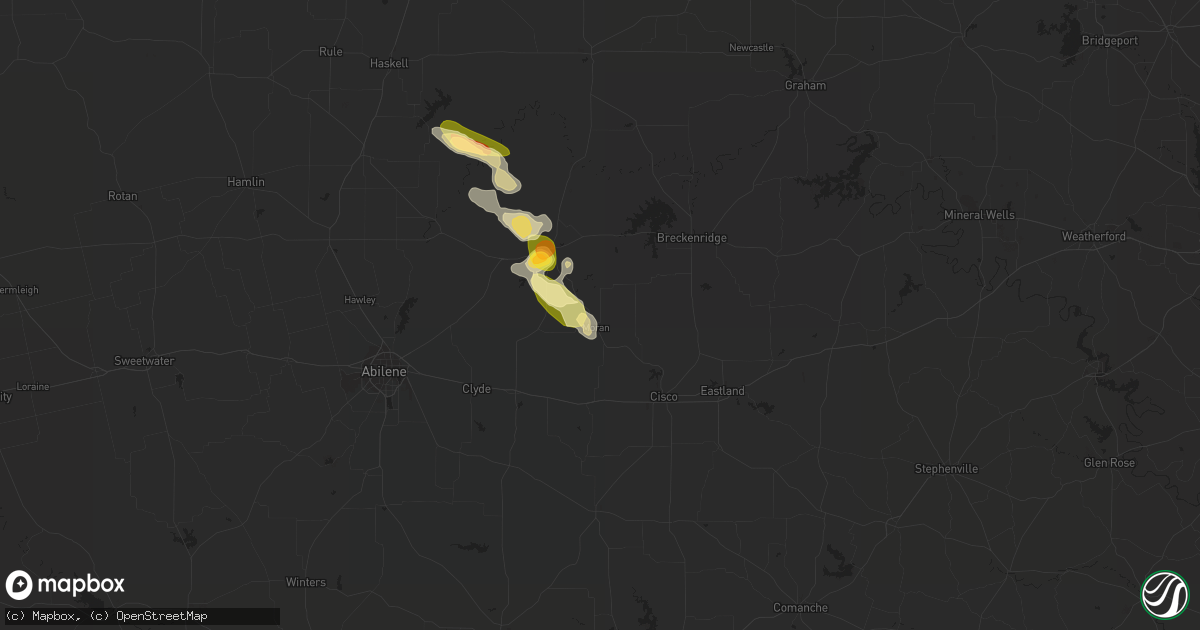 Hail map in Moran, TX on May 3, 2023