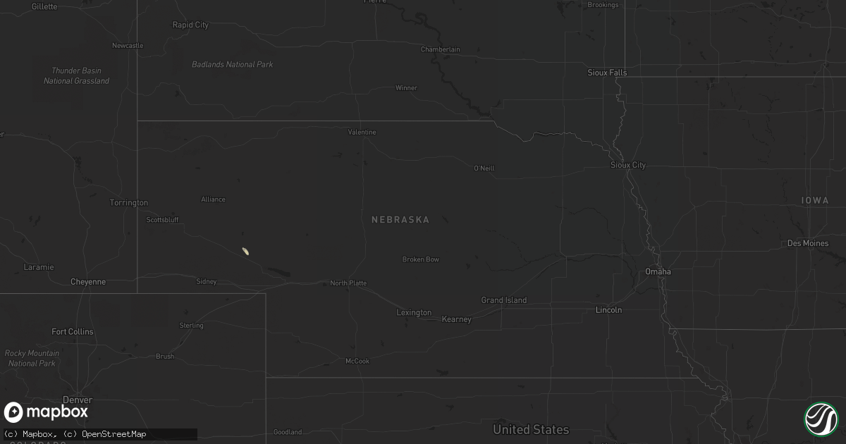 Hail map in Nebraska on May 3, 2023
