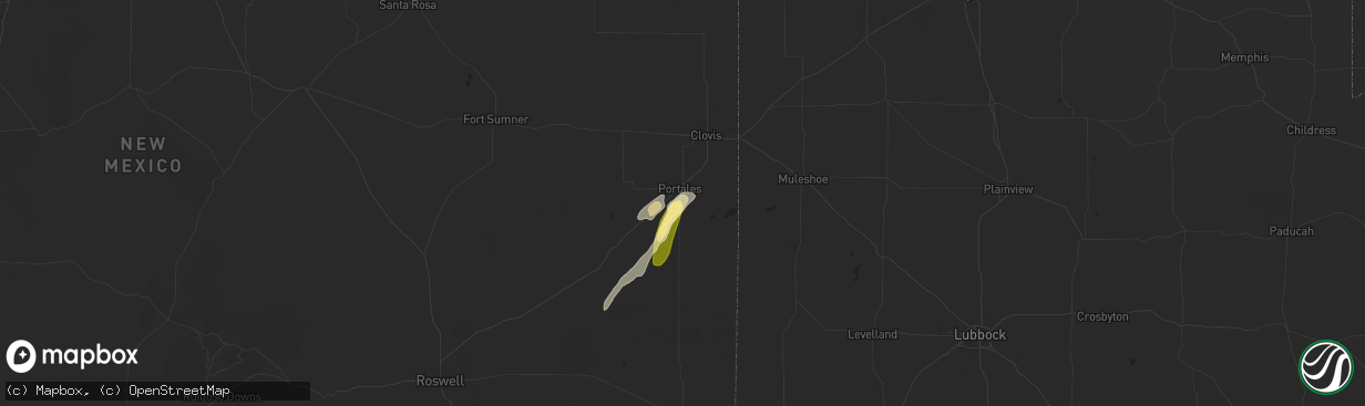 Hail map in Portales, NM on May 3, 2023