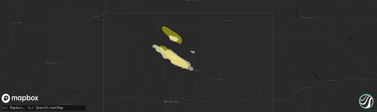 Hail map in Stinnett, TX on May 3, 2023
