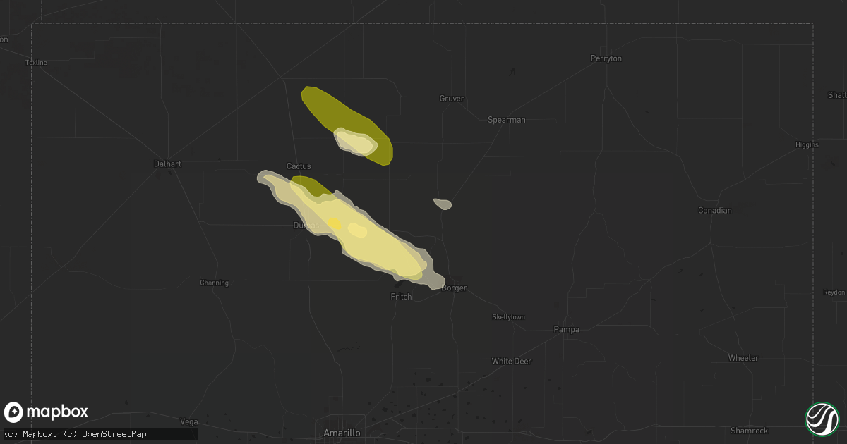 Hail map in Stinnett, TX on May 3, 2023