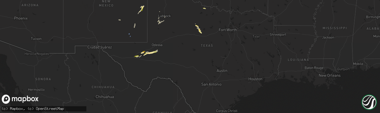 Hail map in Texas on May 3, 2023