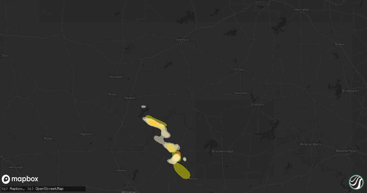 Hail map in Throckmorton, TX on May 3, 2023