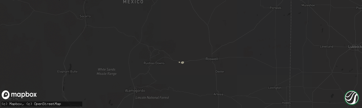 Hail map in Tinnie, NM on May 3, 2023