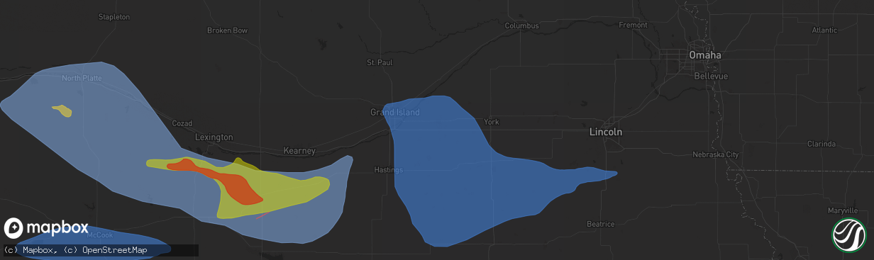 Hail map in Aurora, NE on May 3, 2024