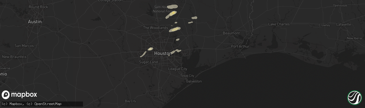 Hail map in Baytown, TX on May 3, 2024