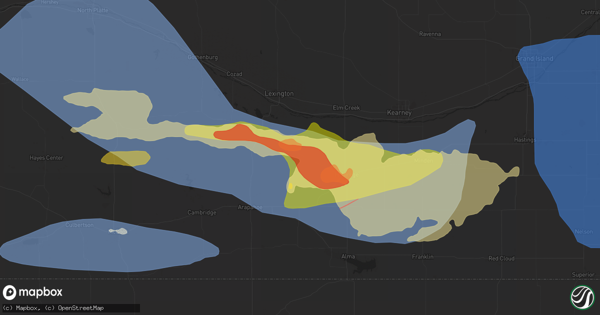 Hail map in Bertrand, NE on May 3, 2024