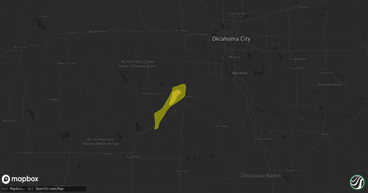 Hail map in Chickasha, OK on May 3, 2024