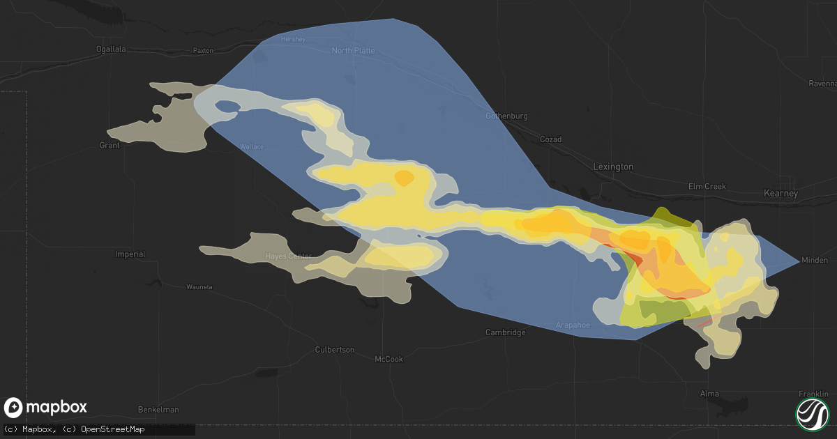 Hail map in Curtis, NE on May 3, 2024