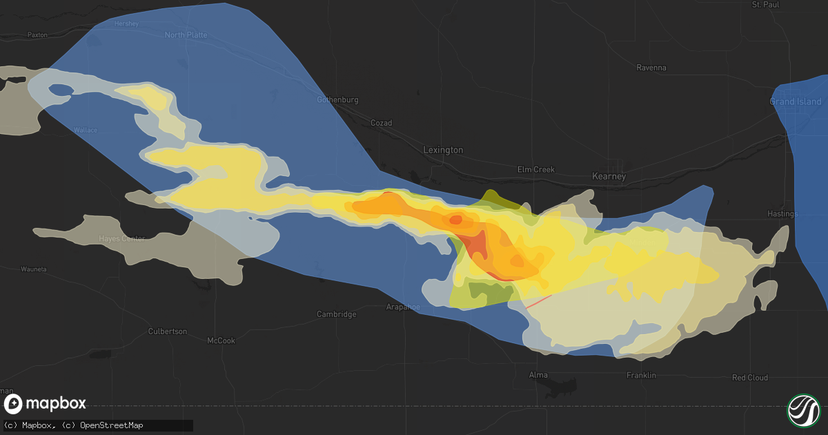 Hail map in Elwood, NE on May 3, 2024