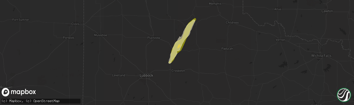 Hail map in Floydada, TX on May 3, 2024
