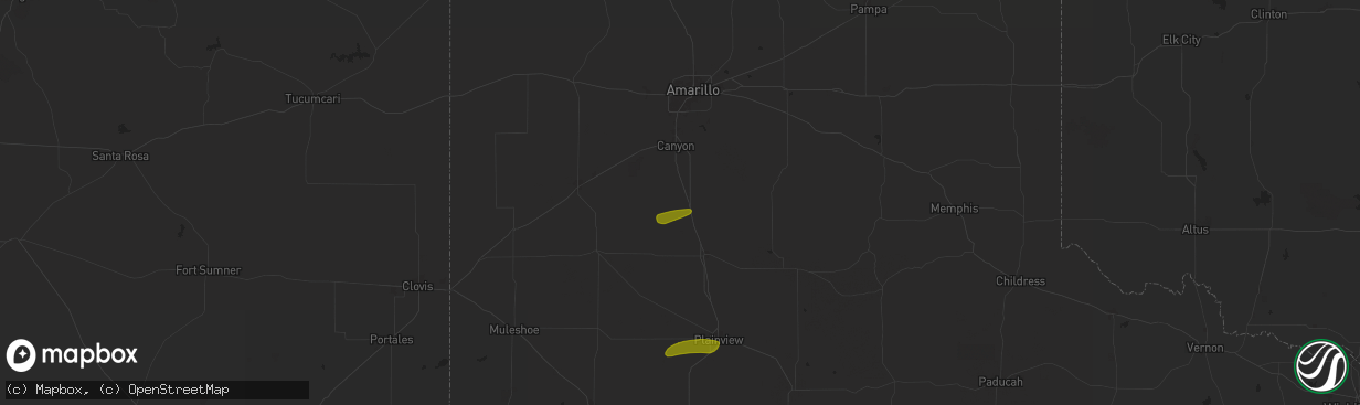 Hail map in Happy, TX on May 3, 2024