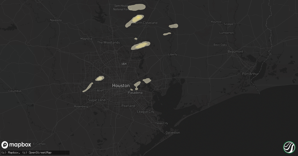 Hail map in Highlands, TX on May 3, 2024