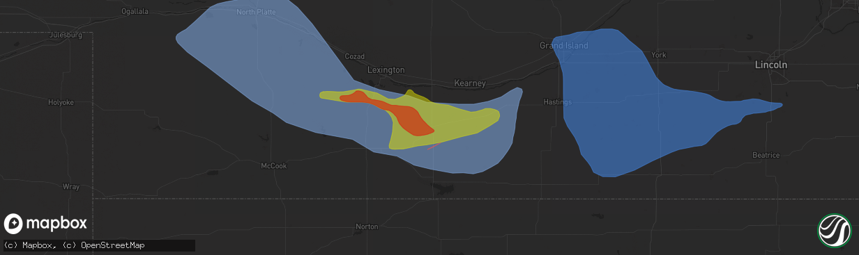 Hail map in Holdrege, NE on May 3, 2024