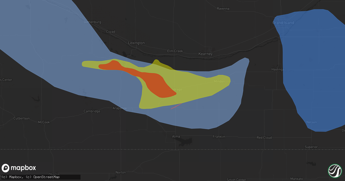 Hail map in Holdrege, NE on May 3, 2024