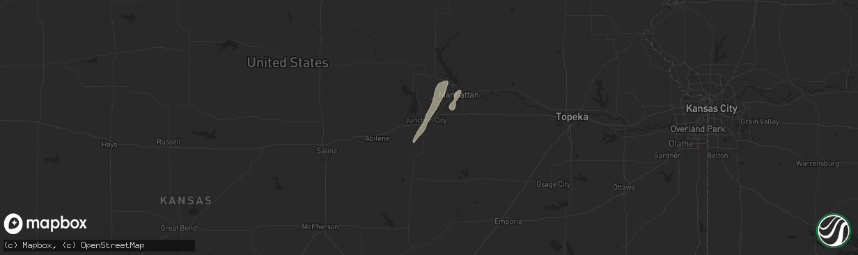 Hail map in Junction City, KS on May 3, 2024