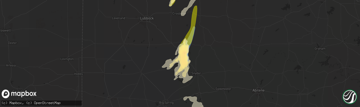 Hail map in Justiceburg, TX on May 3, 2024
