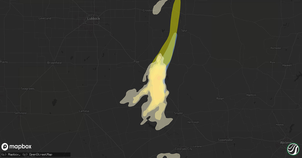 Hail map in Justiceburg, TX on May 3, 2024