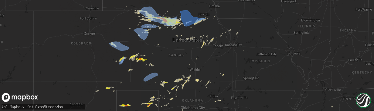 Hail map in Kansas on May 3, 2024