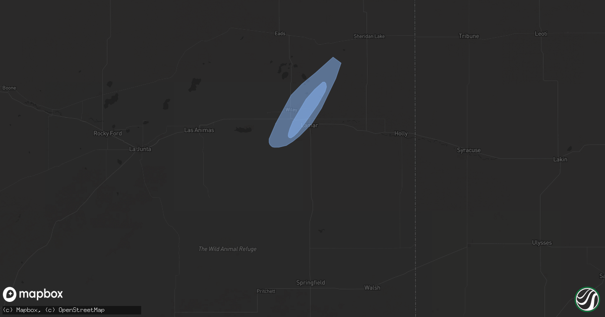 Hail map in Lamar, CO on May 3, 2024