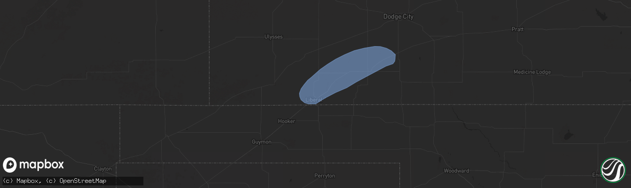 Hail map in Liberal, KS on May 3, 2024