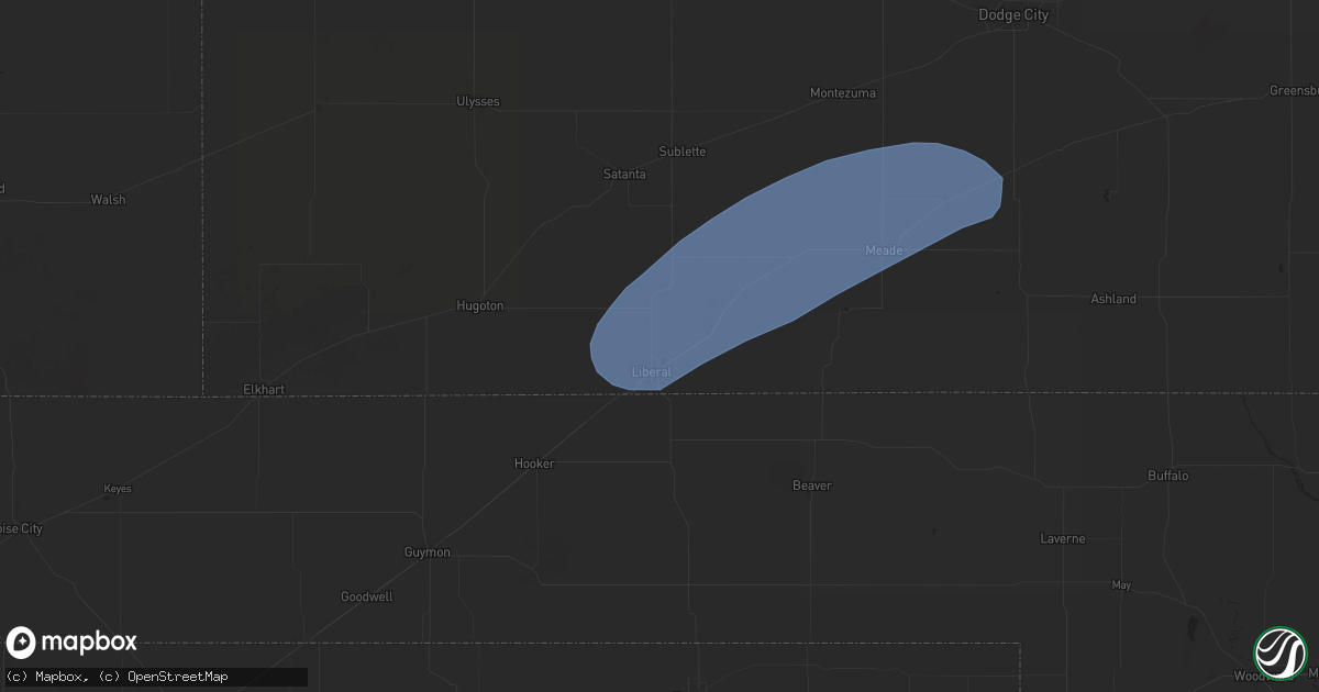 Hail map in Liberal, KS on May 3, 2024
